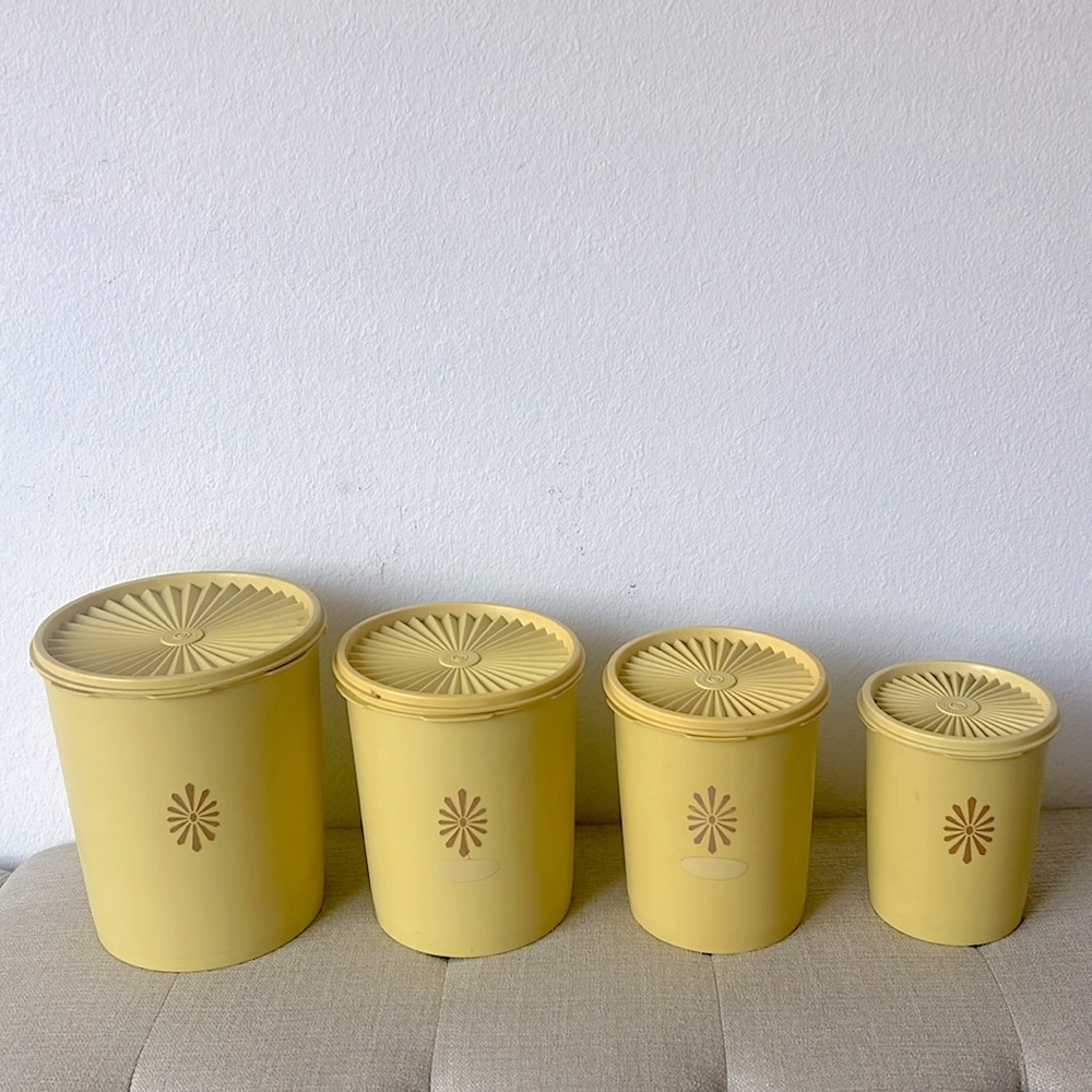 Vintage Canary Yellow Tupperware Canisters - Excellent condition